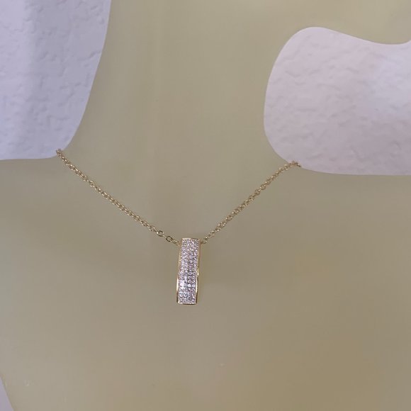 NWOT Gold Tone Pave CZ Pendant + Chain - Picture 4 of 7